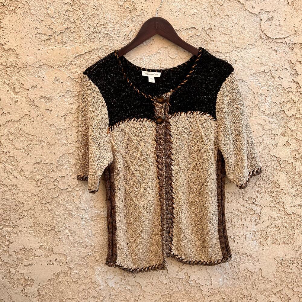 Vintage Coldwater Creek Boho Textured Knit Cardigan Size Womens Medium